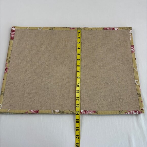 Ivy Hill Home Placemats Linen Blend Rectangular Floral Edge Set of 4 20x14 - Picture 8 of 9